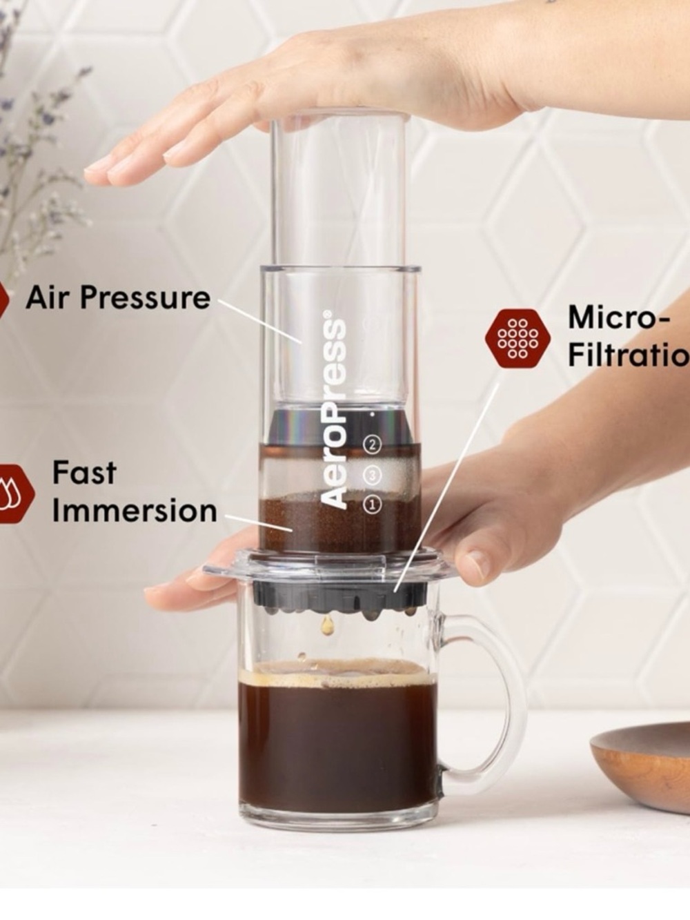 Aeropress Clear Coffee Press – 3 in 1 brew method combines French , Pourover, - Picture 9 of 12